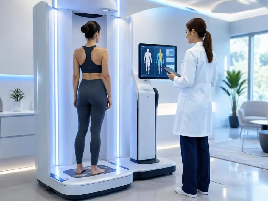 Equipo de composición corporal en clínica wellness